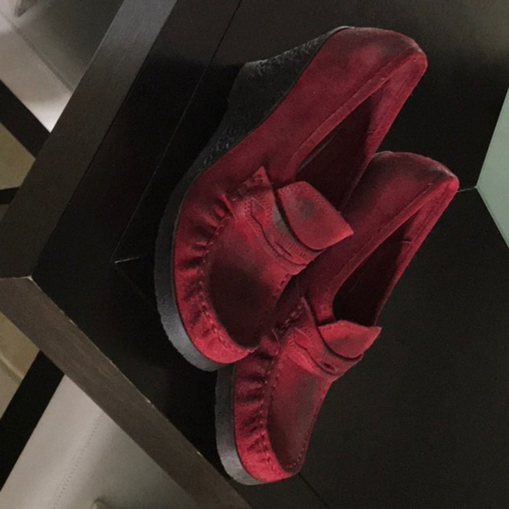 NWOT Red Suede Platform Loafers